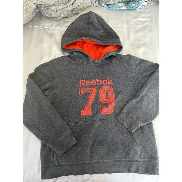 Reebok Grey Orange Hoodie size small - Picture 2 of 3